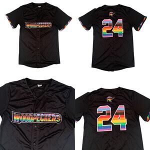 Success Brand Adult Men's Size M MiLB Fayetteville Woodpeckers #24 Mesh Jersey